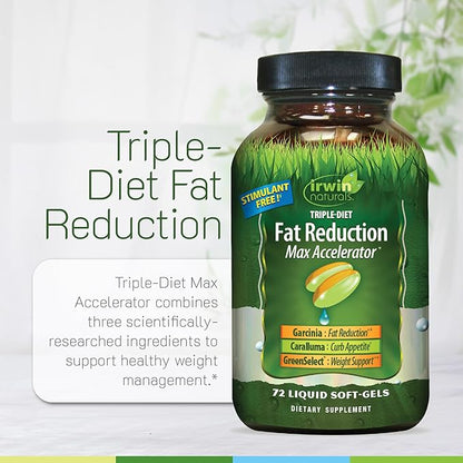 Irwin Naturals Triple-Diet Fat Reduction Max Accelerator - Supports Healthy Weight Management - 72 Liquid Soft-Gels