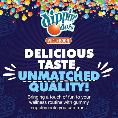 Dippin' Dots - Sambucus Elderberry + Vitamin C + Zinc Immune Support Gummies - Black Elderberry Gummies for Adults & Kids, Gelatin Free Gluten Free Immune Support Supplement for Women & Men (60 Count)