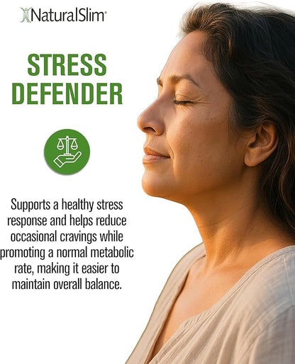 NaturalSlim Stress Relief Supplement - Stress Defender, High Cortisol Reducer, Control Cravings, Sleep & Metabolism Support with Vitamin B5 Pantothenic Acid & L Tyrosine 180 Vegetable Capsules 3 Pack