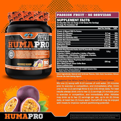 HumaPro Essential Amino Acid Formula | EAA Protein Supplement | Supports Muscle Recovery & Performance | Vegan, Gluten Free | | 90 Servings (Passion Fruit)