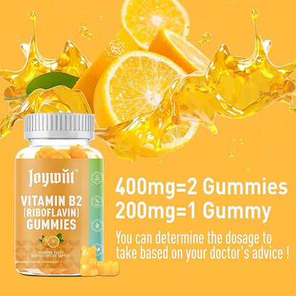 Vitamin B2 Gummies | Riboflavin 400mg | B2 Vitamin 400mg Chewable for Adults and Kids, Migraine Relief & Energy and Nervous System Support, Non GMO, Vegan - 120 Counts