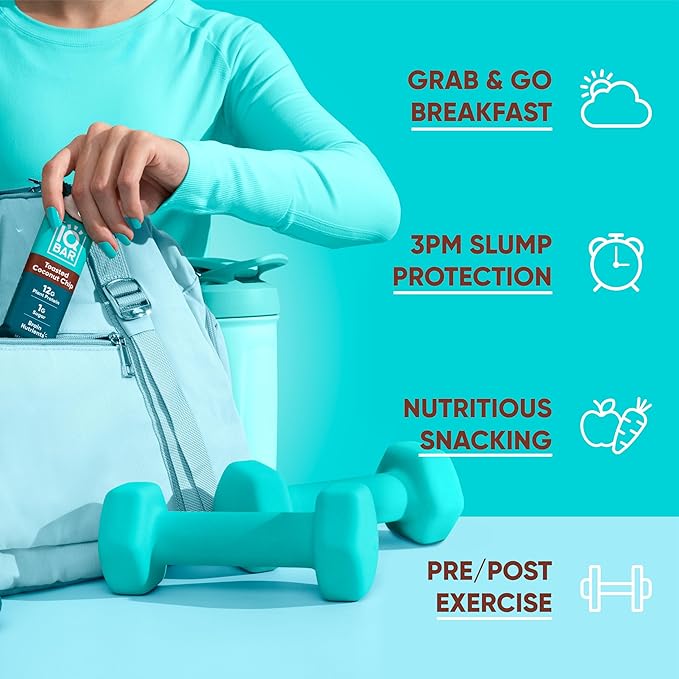 IQBAR Clean Plant Protein Bars - Toasted Coconut Chip - 36 Count - Keto, Vegan, High Fiber, Gluten and Dairy Free, Low Sugar Snack - Brain and Body Nutrients for Focus, Energy, Meal Replacement