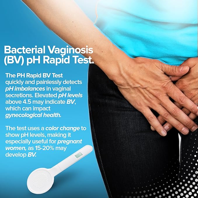 One Step Vaginal pH Bacterial Vaginosis Test Kit, 5 Test Kits, BV, Yeast Infection, Feminine Vaginal Health, pH Balance for Women, Individually Foil Wrapped