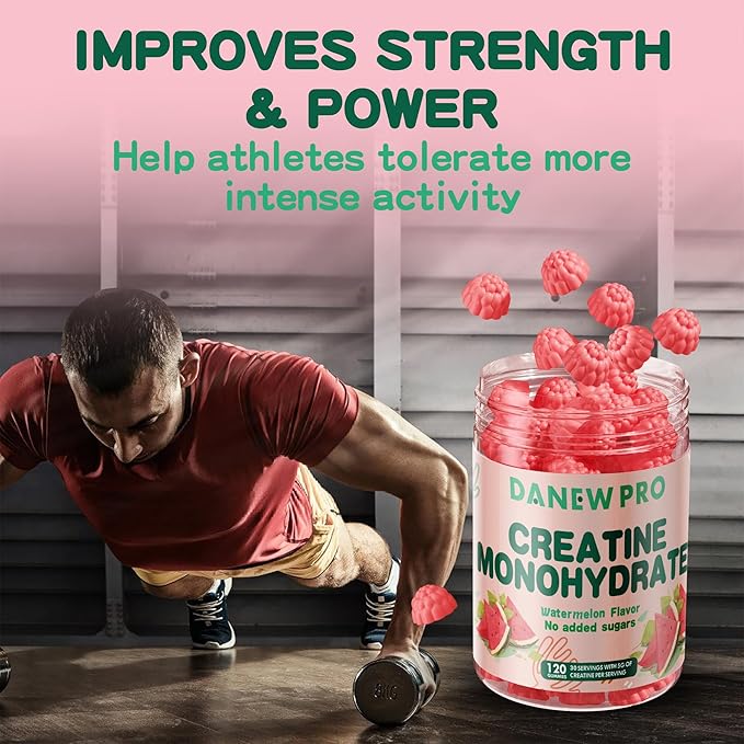 NSF Certified Creatine Gummy 5g - Creatine Monohydrate Gummies for Men & Women, Creatine Monohydrate for Muscle Strength, Muscle Builder, Energy Boost, Pre-Workout Supplement(120 Count)-Watermelon