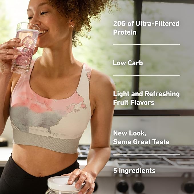 Isopure Clear Whey Isolate Protein Powder, Lactose Free, Gluten Free, Naturally Flavored, Tropical Punch, 20g Protein Per Serving, 1.9 Lbs, 36 Servings (Packaging May Vary)
