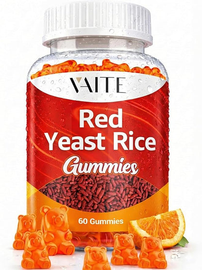 Red Yeast Rice with CoQ10 Gummies - 1200 mg RYR Synergy Plant-Based Supplement with Coenzyme Q10, Non-GMO, Citrinin-Free, No Artificial Additives, Supports Vitality, Endurance & Energy – 60 Gummies