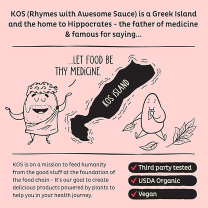 KOS Vegan Protein Powder, Strawberries & Cream USDA Organic - Low Carb Pea Protein Blend, Plant Based Superfood with Vitamins & Minerals, Gluten Free - Meal Replacement for Women & Men - 28 Servings