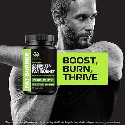 Green Tea Weight Loss Pills | 45% EGCG Green Tea Extract | Fat Burner, Appetite Suppressant & Metabolism Booster for Women & Men | Jitter-Free Energy Support | Vegan Weight Loss Supplements | 120 Ct