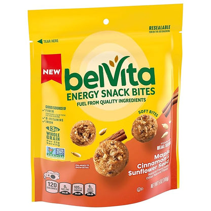belVita Energy Snack Bites, Maple, Cinnamon and Sunflower Seed, 6-5 oz Bags