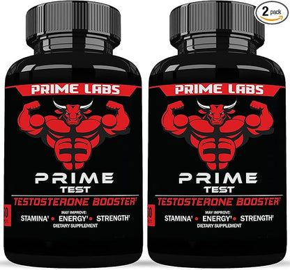 Prime Labs Testosterone Supplement for Men (2-Pack) - Stamina, Endurance, Energy, & Strength - Men's Testosterone Booster & Workout Supplement - 120 Caplets