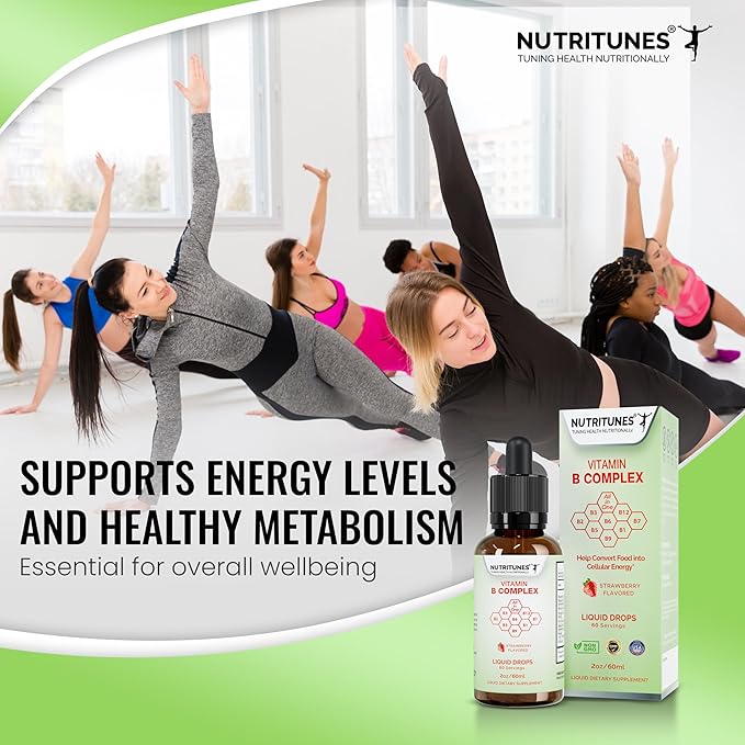 Liquid Vitamin B Complex – High-Potency and Complete B-Vitamin Drops for Energy, Metabolism, and Immune Support – Strawberry Flavored, Non-GMO, Sugar-Free – 60 Servings (2oz)