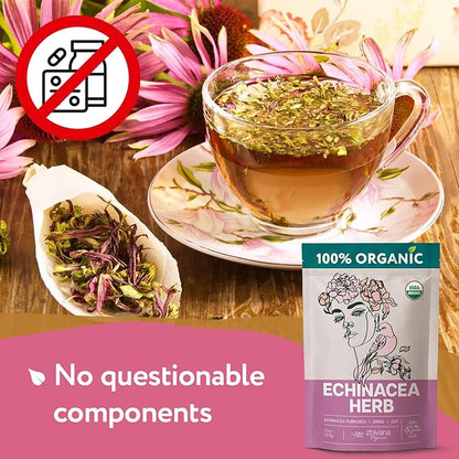 Organic Echinacea Herb (10oz.) – Echinacea Purpurea Tea Loose Leaf - Equinacea Organica - Body Defenses, Immune Support Tea