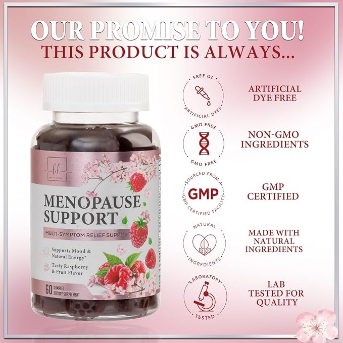 Menopause Supplements for Women Gummies - Complete Natural Mild Hot Flashes & Night Sweats Support, 16 in 1 Multi-Benefit Female Menopause Relief Gummy, Support for Balance & Energy - 60 Gummies