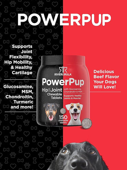 Horbaach Glucosamine for Dogs | 150 Chews | Hip and Joint Supplement | with Chondroitin & MSM | Non-GMO, Gluten Free | by River & RULA