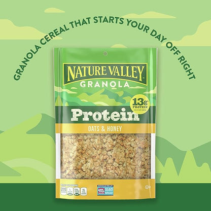 Nature Valley Protein Granola, Oats and Honey, Family Size, Resealable Bag, 17 OZ (Pack of 2)
