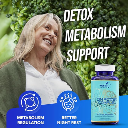 4-in-1 DIM Potent Complex 300mg - Estrogen Balance and Metabolism, Energy & Menopause Support Supplement with Bioperine (x4), Calcium and Broccoli Extract - for Women and Men 30 Servings