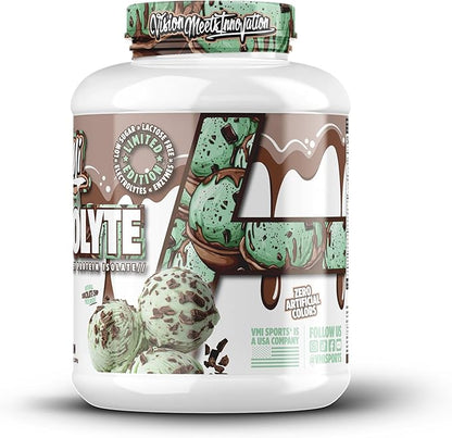 VMI Sports Protolyte 100% Whey Protein Isolate | Electrolytes Plus Enzymes | 22-25 Grams per Serving | Lactose and Gluten Free, Low Fat, Carbs & Sugar (4.6 lb, Mint Chocolate Chip)