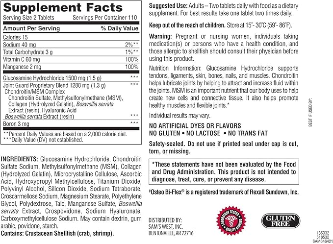 Member's Mark Triple Strength Glucosamine Chondroitin MSM (220 Count)