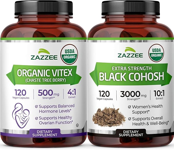 Organic Hormone Balance for Women | Organic Black Cohosh & Vitex Chasteberry Supplements for Women for Cycle Regulation Fertility Support & Overall Hormonal Balance | ISO Lab Tested (120 Servings)