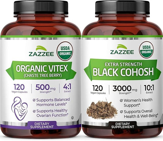 Organic Hormone Balance for Women | Organic Black Cohosh & Vitex Chasteberry Supplements for Women for Cycle Regulation Fertility Support & Overall Hormonal Balance | ISO Lab Tested (120 Servings)