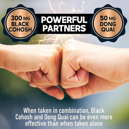 DEDICAD Black Cohosh Supplement - 3 Months for Menopause & Immune Health - Blend of 12 Potent Herb Includes Dong Quai, Chasteberry, Wild Yam, Red Clover, Black Pepper & Others - 90 Vegan Capsules