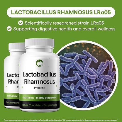 Lactobacillus Rhamnosus Probiotic Supplement 240 Tablets 3 Billion CFU Probiotics for Men & Women Supports Intestinal Digestive & Gut Health (240, Lactobacillus Rhamnosus)