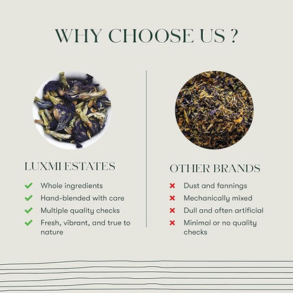 Luxmi Estates Butterfly Pea Flower Organic Blue Pea Flower Tea (50 Tea Bags) Caffeine Free Tea Bags
