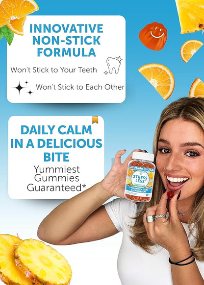 Lunakai USA Made Calm & Stress Relief Gummies – Delicious GABA + L-Theanine Calming Supplement for Adults & Kids – Natural Stress Support - 3 Pack