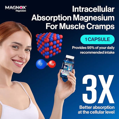 MAGNOX® Buster | Patented Clinically Tested 380mg Magnesium Supplement for Spasms & Leg Cramps at Night | One Capsule a Day for Almost Full Dosage | 3X More Absorption | Dead Sea Minerals (60 Caps)