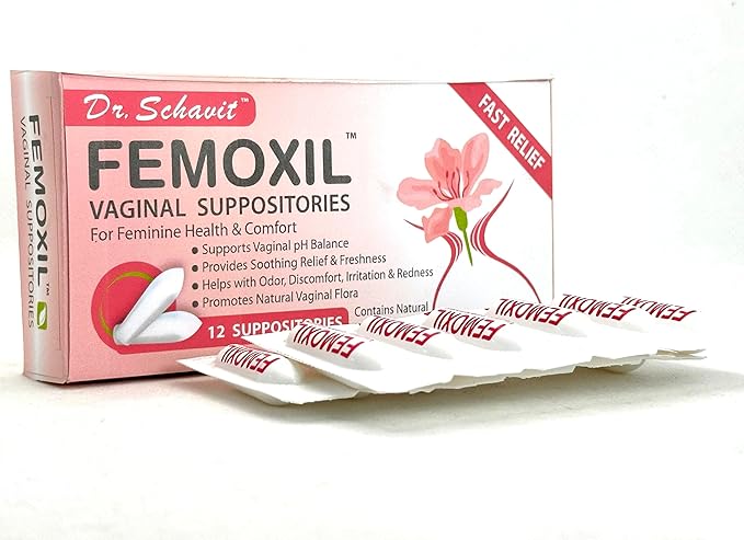 FEMOXIL Vaginal Suppositories - Natural Plant-Based Formula for Feminine Issue. All Natural Intimate Deodorant for Women. Restore Feminine pH Balance of The Vagina. Provides Fast Relief