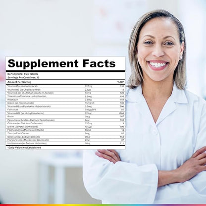 Health & Her Multivitamin Support After Menopause for Women 55+ - Supplements for Women - Nutrition and Wellbeing Support - 1 Month Supply, 60 Tablets - Vegan & Gluten Free