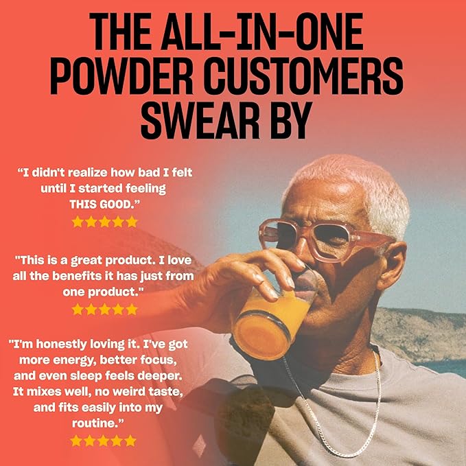 Anti Aging Supplement & Longevity Mix, Nicotinamide Riboside (NR) NAD+ Support with CoQ10, Creatine & L-Theanine, Tropical Flavor Longevity Supplement Powder