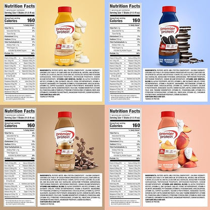 Premier Protein Shake, Variety Pack (8 Flavors, 2 of Each), 30g Protein, No Added Sugar, 24 Vitamins & Minerals, 11.5 fl oz Bottles (16 Pack)