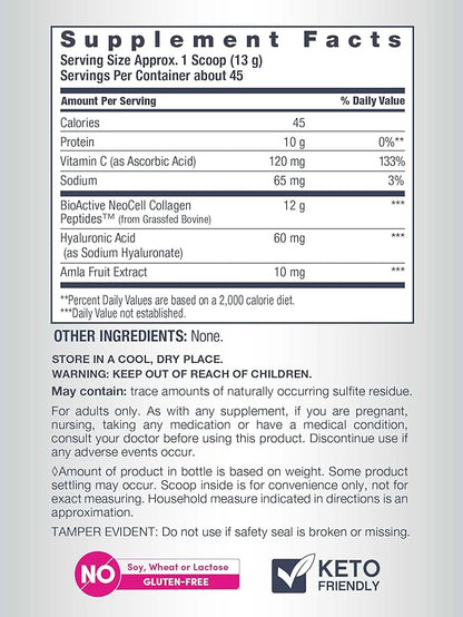 NeoCell Super Collagen Powder, Collagen Plus includes Vitamin C & Hyaluronic Acid, Promotes Healthy Hair, Beautiful Skin, & Nail Support, Collagen Type 1 & 3, 12g Collagen per Serving, 20.6 Oz