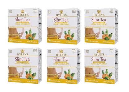 Hyleys Slim Tea Weight Loss Herbal Supplement with Pineapple - Cleanse and Detox - 50 Tea Bags (6 Pack)