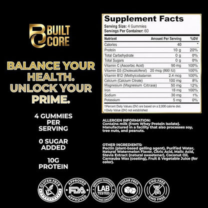 Whey Isolate Protein Gummies – 10g Per Serving – 240 Count (2 Month Supply) – Sugar Free High Protein Snack – Low Carb & Gluten Free – for Men & Women