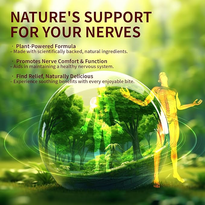 Sugar Free Neuropathy Support Gummies for Nerve – Enhanced Nerve Health, Regeneration, Cognitive Support with Vitamin B1, B6, B12, Magnesium, ALA, Turmeric, CoQ10 & More