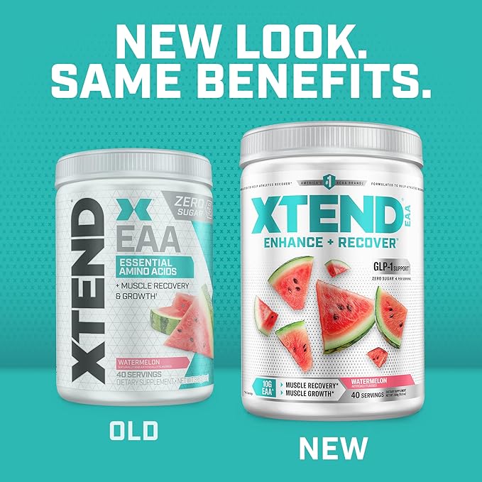 Scivation XTEND EAA + BCAA Powder | Muscle Recovery & Lean Muscle Growth | 9 Essential Amino Acids for Intra Workout or Post Workout Recovery | 10g EAAs Per 2 Servings | Watermelon 40 Servings