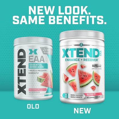 Scivation XTEND EAA + BCAA Powder | Muscle Recovery & Lean Muscle Growth | 9 Essential Amino Acids for Intra Workout or Post Workout Recovery | 10g EAAs Per 2 Servings | Watermelon 40 Servings