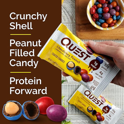 Quest Nutrition Coated Candies, Chocolatey Peanut, 1g Sugar, 10g Protein, 4g Net Carbs, Gluten Free, Keto Friendly, 4 Count