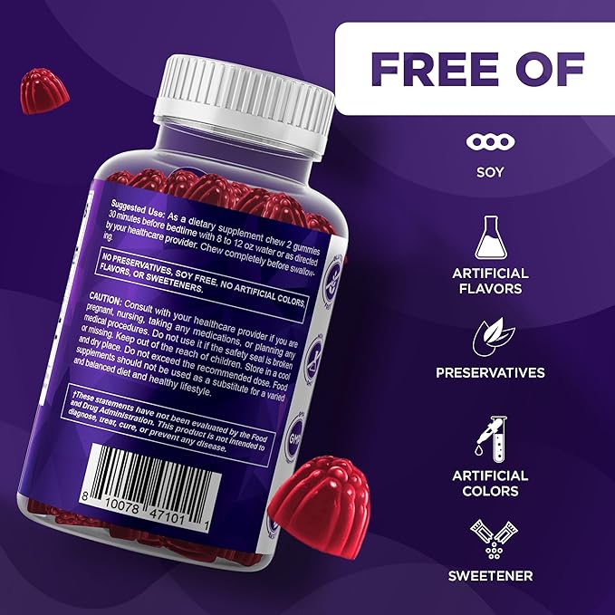 Vitamatic Melatonin 20 mg Gummies for Adults, 30 Servings - 60 Vegetarian Gummies - Non-Habit Forming Supplement