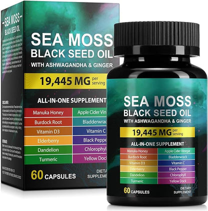 Ashwagandha Sea Moss Black Seed Oil 60 Grain