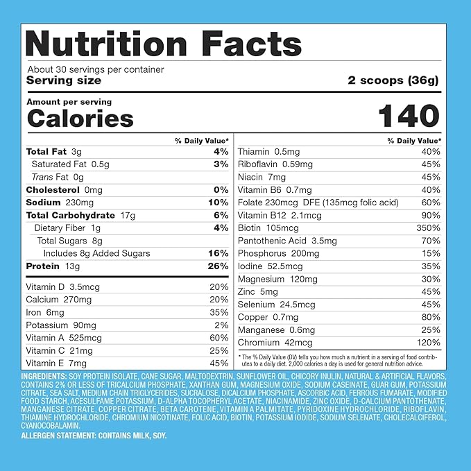 Total Soy Plant-Based Meal Replacement Powder | 13g Complete Soy Protein, Low Carb, Low Sugar | Supports Hormonal Balance, Healthy Blood Sugar & Weight Management | Vanilla, Vegan