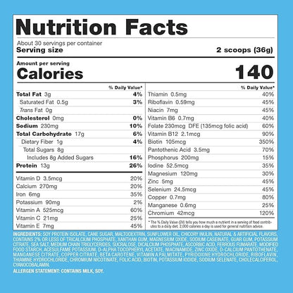 Total Soy Plant-Based Meal Replacement Powder | 13g Complete Soy Protein, Low Carb, Low Sugar | Supports Hormonal Balance, Healthy Blood Sugar & Weight Management | Vanilla, Vegan