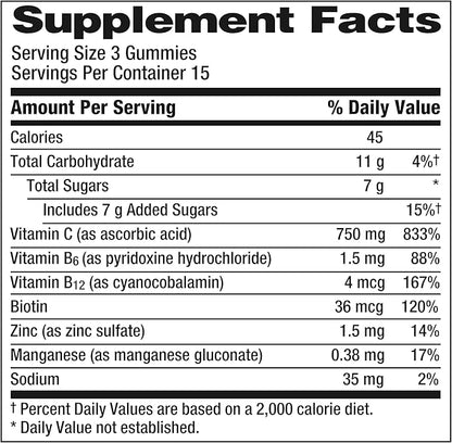 Emergen-C 750mg Vitamin C Gummies for Adults, Immune Support Gummies, Gluten Free, Strawberry, Lemon and Blueberry Flavors, Back to School Essentials - 45 Count