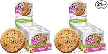 Lenny & Larry's Complete Protein Cookie,[Birthday Cake],Chewy Soft Baked,16g Plant Protein,Vegan,Non-GMO,High Fiber,[4 Ounce] Cookie,(Pack of 24)