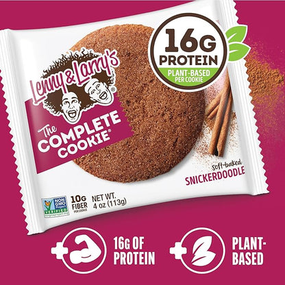 Lenny & Larry's Complete Protein Cookie, [Snickerdoodle], Chewy Soft Baked, 8g Plant Protein, Vegan, Non-GMO, High Fiber, 2 Ounce Cookie (Pack of 12)