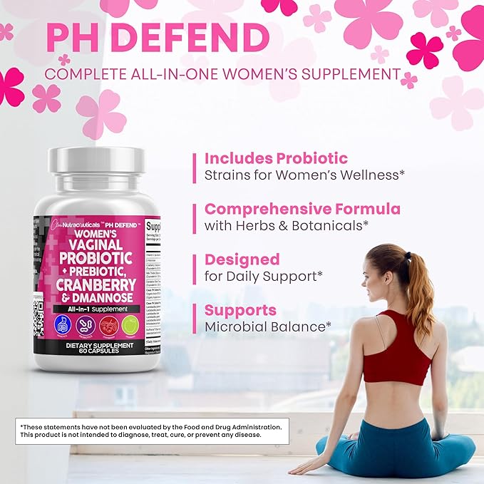 Clean Nutraceuticals Vaginal Probiotics for Women + Prebiotics 20 Billion Cranberry Pills w D-Mannose 500 mg for Urinary Tract Health pH Balance - for Vaginal Health Supplements Pills - 3Pack