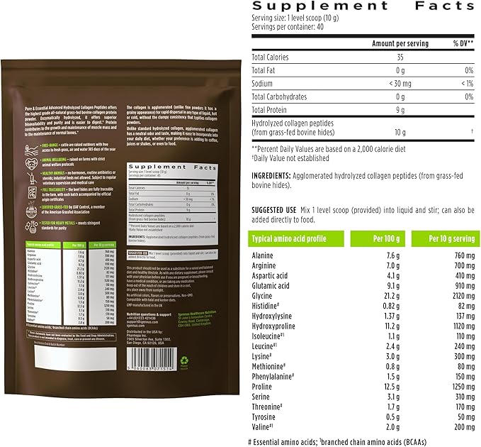 Igennus Free Range Grass Fed Hydrolyzed Bovine Collagen Peptides, Neutral Taste, 100% Highest Grade Bovine Collagen Protein Powder, Types 1, 2 & 3, Clean Label, Non-GMO, Free Range, 40 Servings