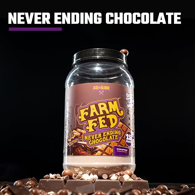 Axe & Sledge Farm Fed 100% Whey Protein Isolate | 25g Protein | Low Carb, Low Sugar, Gluten Free | Protein Powder for Men and Women | Keto | Made in the USA | 28 Servings, Never Ending Chocolate